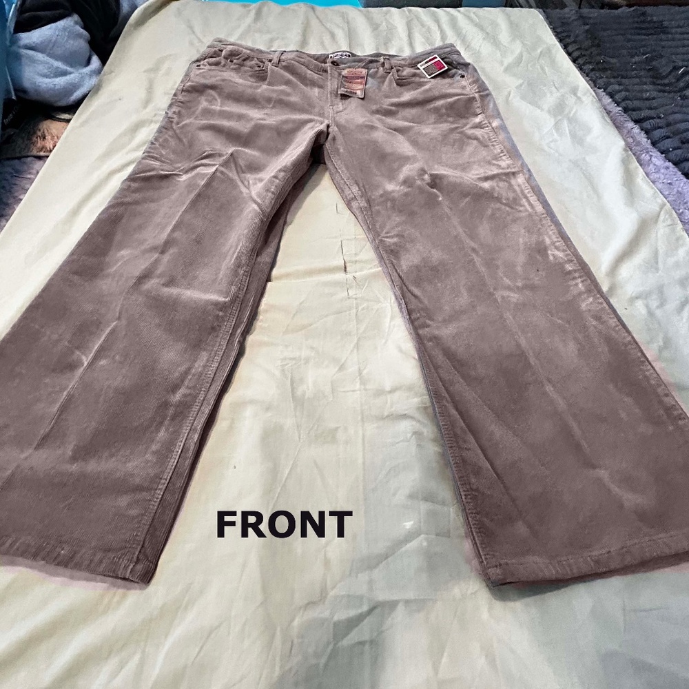 CORDUROYS, DENIM BOOTCUT, TAN, SIZE WOMEN 26W, STRETCH FABRIC, FLY FRONT, 5 POCK
